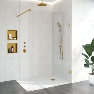 Brauer Complete Profileless Walk-in Shower - 140x200 cm - Gold