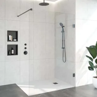 Brauer Complete Profileless Walk-in Shower - 140x200 cm - Gunmetal