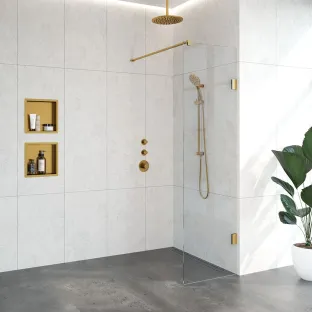 Brauer Complete Profileless Walk-in Shower - 60x200 cm - Gold