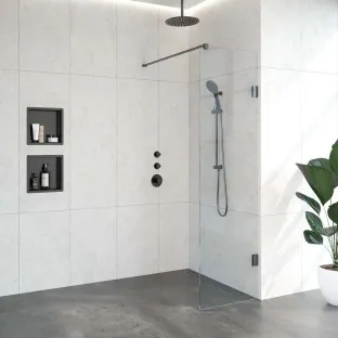 Brauer Complete Profileless Walk-in Shower - 60x200 cm - Gunmetal