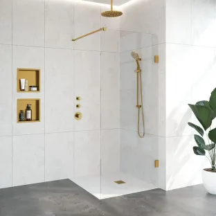 Brauer Complete Profileless Walk-in Shower - 90x200 cm - Gold