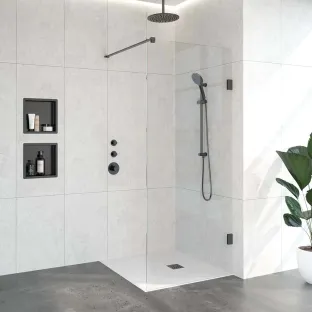 Brauer Complete Profileless Walk-in Shower - 90x200 cm - Gunmetal