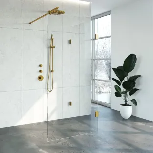 Brauer Complete Profileless Walk-in Shower Reversed - 100x100 cm - Gold