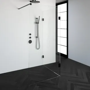 Brauer Complete Profileless Walk-in Shower Reversed - 100x100 cm - Matt black