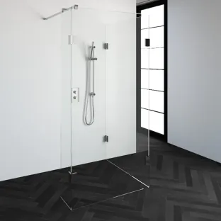 Brauer Complete Profileless Walk-in Shower Reversed - 100x100 cm - fixed side wall 30 cm - Chrome