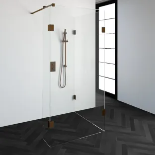 Brauer Complete Profileless Walk-in Shower Reversed - 100x100 cm - fixed side wall 30 cm - Copper