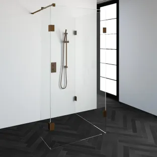 Brauer Complete Profileless Walk-in Shower Reversed - 100x100 cm - fixed side wall 40 cm - Copper