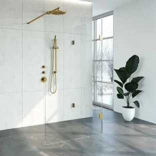 Brauer Complete Profileless Walk-in Shower Reversed - 100x110 cm - Gold