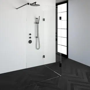 Brauer Complete Profileless Walk-in Shower Reversed - 100x110 cm - Matt black