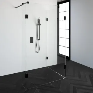 Brauer Complete Profileless Walk-in Shower Reversed - 100x120 cm - fixed side wall 30 cm - Matt black