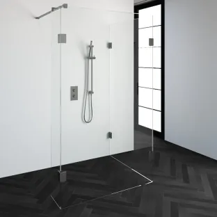 Brauer Complete Profileless Walk-in Shower Reversed - 100x120 cm - fixed side wall 30 cm - brushed stainless steel