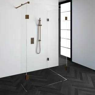 Brauer Complete Profileless Walk-in Shower Reversed - 100x120 cm - fixed side wall 40 cm - Copper