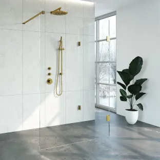 Brauer Complete Profileless Walk-in Shower Reversed - 100x130 cm - Gold