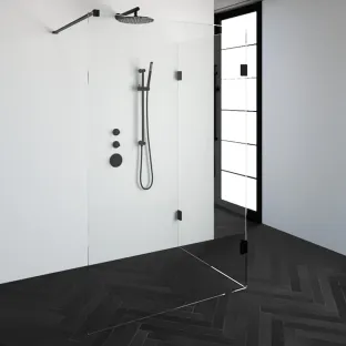 Brauer Complete Profileless Walk-in Shower Reversed - 100x130 cm - Matt black