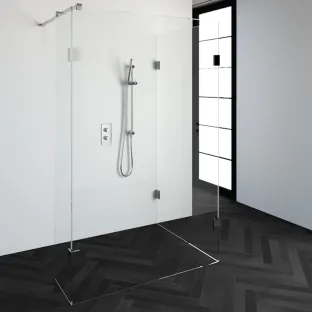 Brauer Complete Profileless Walk-in Shower Reversed - 100x130 cm - fixed side wall 40 cm - Chrome