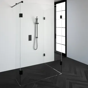 Brauer Complete Profileless Walk-in Shower Reversed - 100x130 cm - fixed side wall 40 cm - Matt black