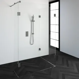 Brauer Complete Profileless Walk-in Shower Reversed - 100x130 cm - fixed side wall 40 cm - brushed stainless steel