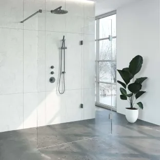 Brauer Complete Profileless Walk-in Shower Reversed - 100x140 cm - Gunmetal