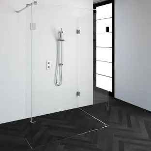 Brauer Complete Profileless Walk-in Shower Reversed - 100x140 cm - fixed side wall 30 cm - Chrome