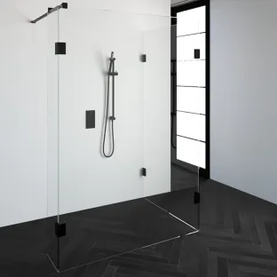 Brauer Complete Profileless Walk-in Shower Reversed - 100x140 cm - fixed side wall 30 cm - Matt black