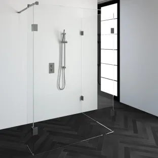 Brauer Complete Profileless Walk-in Shower Reversed - 100x140 cm - fixed side wall 30 cm - brushed stainless steel