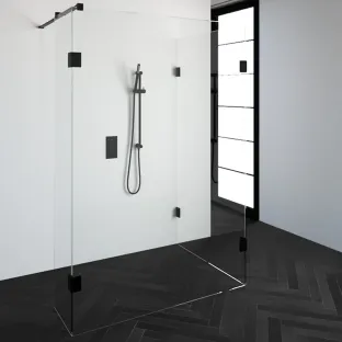 Brauer Complete Profileless Walk-in Shower Reversed - 100x140 cm - fixed side wall 40 cm - Matt black