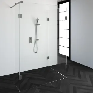 Brauer Complete Profileless Walk-in Shower Reversed - 100x140 cm - fixed side wall 40 cm - brushed stainless steel