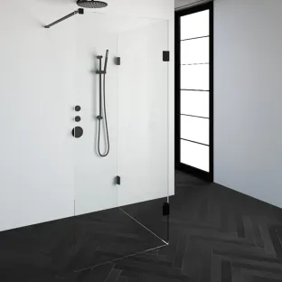 Brauer Complete Profileless Walk-in Shower Reversed - 100x90 cm - Matt black