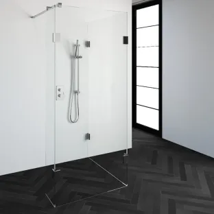 Brauer Complete Profileless Walk-in Shower Reversed - 100x90 cm - fixed side wall 30 cm - Chrome