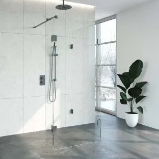 Brauer Complete Profileless Walk-in Shower Reversed - 100x90 cm - fixed side wall 30 cm - Gunmetal