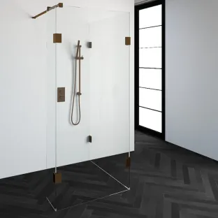 Brauer Complete Profileless Walk-in Shower Reversed - 100x90 cm - fixed side wall 30 cm - Copper