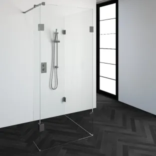 Brauer Complete Profileless Walk-in Shower Reversed - 100x90 cm - fixed side wall 30 cm - brushed stainless steel