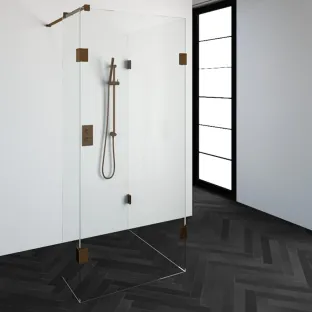 Brauer Complete Profileless Walk-in Shower Reversed - 100x90 cm - fixed side wall 40 cm - Copper