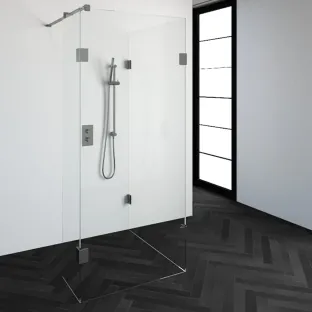 Brauer Complete Profileless Walk-in Shower Reversed - 100x90 cm - fixed side wall 40 cm - brushed stainless steel