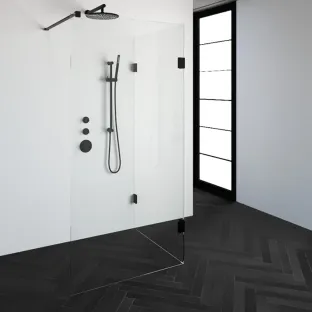 Brauer Complete Profileless Walk-in Shower Reversed - 90x100 cm - Matt black