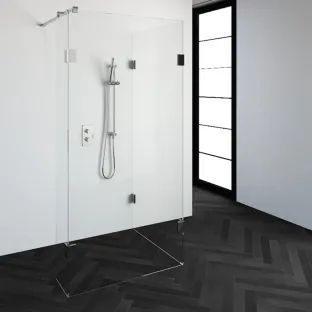 Brauer Complete Profileless Walk-in Shower Reversed - 90x100 cm - fixed side wall 30 cm - Chrome