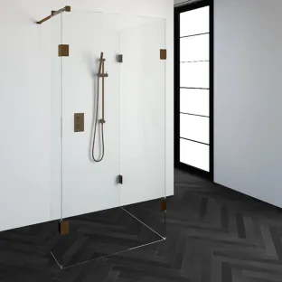 Brauer Complete Profileless Walk-in Shower Reversed - 90x100 cm - fixed side wall 30 cm - Copper