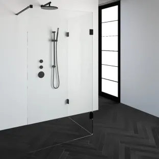 Brauer Complete Profileless Walk-in Shower Reversed - 90x110 cm - Matt black