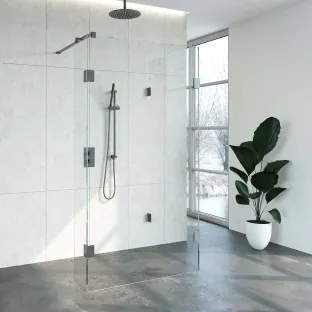 Brauer Complete Profileless Walk-in Shower Reversed - 90x110 cm - fixed side wall 30 cm - Gunmetal