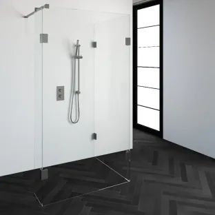 Brauer Complete Profileless Walk-in Shower Reversed - 90x110 cm - fixed side wall 30 cm - brushed stainless steel