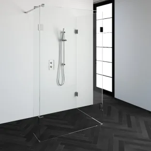 Brauer Complete Profileless Walk-in Shower Reversed - 90x120 cm - fixed side wall 30 cm - Chrome