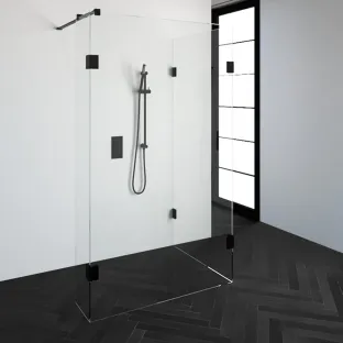 Brauer Complete Profileless Walk-in Shower Reversed - 90x120 cm - fixed side wall 30 cm - Matt black