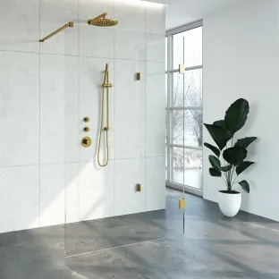 Brauer Complete Profileless Walk-in Shower Reversed - 90x130 cm - Gold