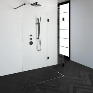 Brauer Complete Profileless Walk-in Shower Reversed - 90x130 cm - Matt black