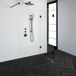 Brauer Complete Profileless Walk-in Shower Reversed - 90x140 cm - Matt black