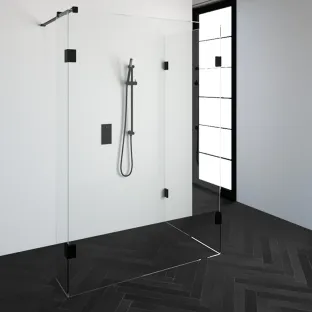 Brauer Complete Profileless Walk-in Shower Reversed - 90x140 cm - fixed side wall 30 cm - Matt black