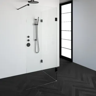 Brauer Complete Profileless Walk-in Shower Reversed - 90x90 cm - Matt black