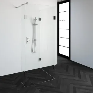 Brauer Complete Profileless Walk-in Shower Reversed - 90x90 cm - fixed side wall 30 cm - Chrome