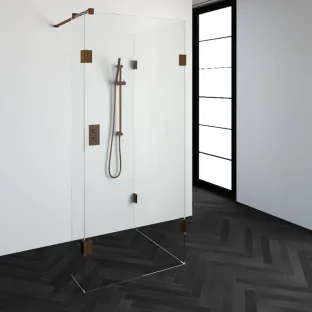 Brauer Complete Profileless Walk-in Shower Reversed - 90x90 cm - fixed side wall 30 cm - Copper