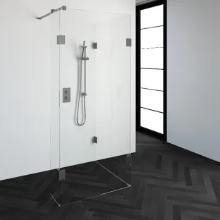 Brauer Complete Profileless Walk-in Shower Reversed - 90x90 cm - fixed side wall 30 cm - brushed stainless steel